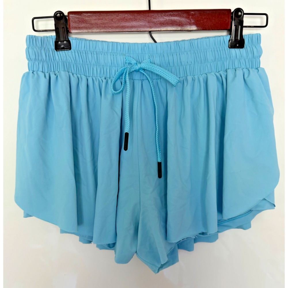 Girls Blue Butterfly Athletic Shorts Size Medium Summer Casual Activewear